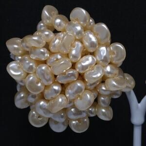 Vintage Freshwater Pearl Cluster Clip Earrings, Mid-century 1950s, 1 3/4 Inches